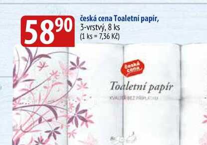 Česká cena Toaletní papír, 3-vrstvý, 8 ks 