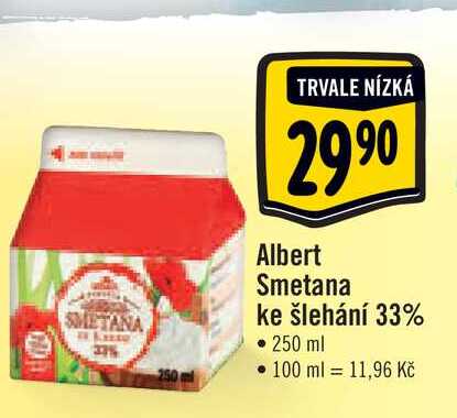   Albert Smetana ke šlehání 33% • 250 ml  