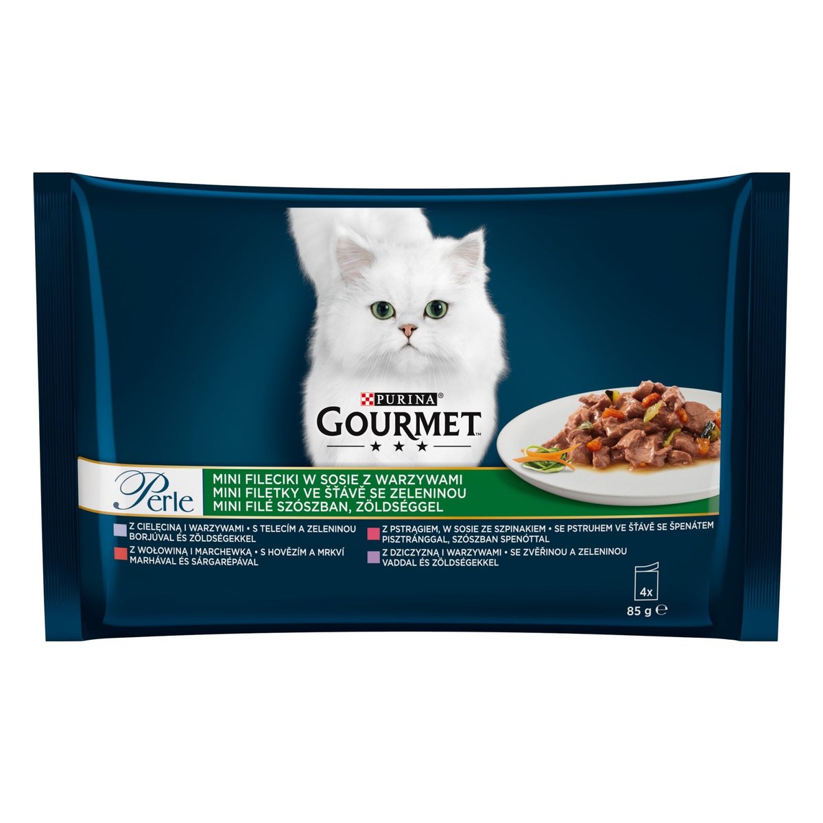 Gourmet Perle mini filetky ve šťávě se zeleninou 4x85 g pro kočky