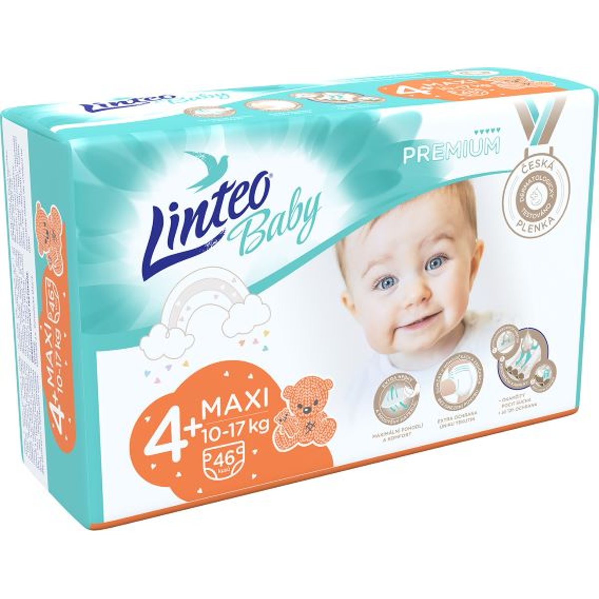 Linteo Baby Premium jednorázové plenky maxi+ (velikost 4+) 10–17 kg