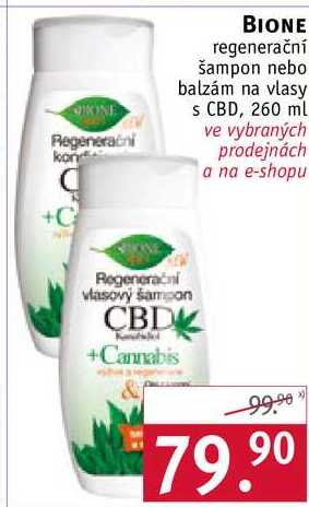 BIONE regenerační šampon na vlasy s CBD, 260 ml  