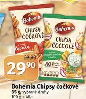 Bohemia Chipsy čočkové 65 g, vybrané druhy 