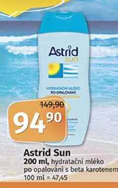 Astrid Sun 200 ml, hydratační mléko po opalování s beta karotenem 