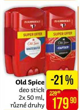 Old Spice tuhý deodorant 2x50ml, vybrané druhy