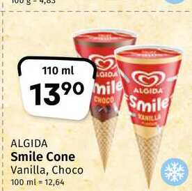 Algida Smile Cone Vanilla, Choco 110ml