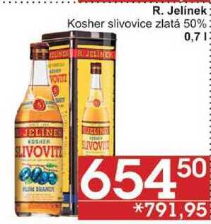 R. Jelínek Kosher slivovice zlatá 50%, 0,7 l