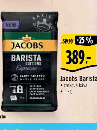   Jacobs Barista  zrnková káva 1 kg  v akci