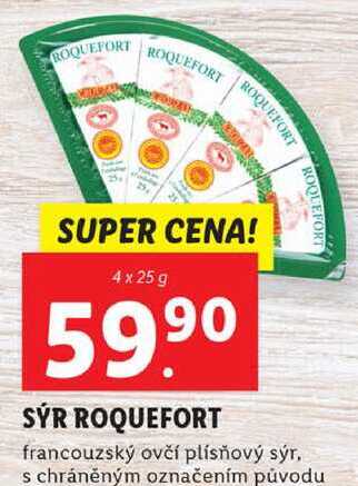 SÝR ROQUEFORT francouzský ovčí plísňový sýr, 4x 25 g