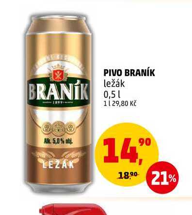 PIVO BRANÍK ležák, 0,5 l