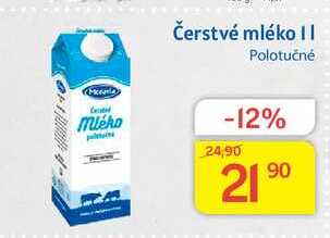 Moravia Čerstvé mléko Polotučné 1l  v akci