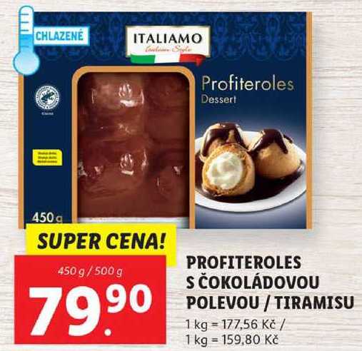 PROFITEROLES S ČOKOLÁDOVOU POLEVOU / TIRAMISU, 450 g/500 g