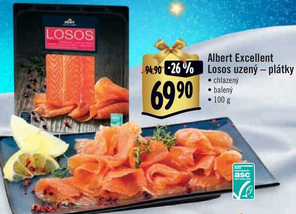 Albert Excellent Losos uzený - plátky, 100 g