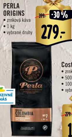 PERLA ORIGINS zrnková káva, 1 kg v akci