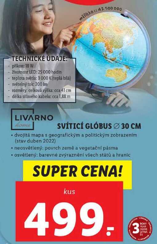 SVÍTICÍ GLÓBUS pr. 30 CM