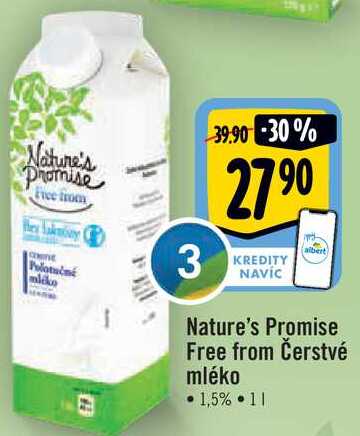  Nature's Promise Free from Čerstvé mléko 1,5% 1 l v akci