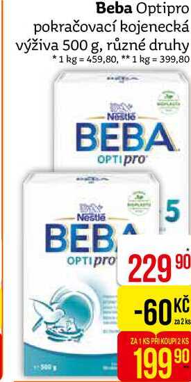 Beba Optipro pokračovací kojenecká výživa 500 g, různé druhy