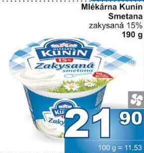 Mlékárna Kunin Smetana zakysaná 15% 190 g  v akci