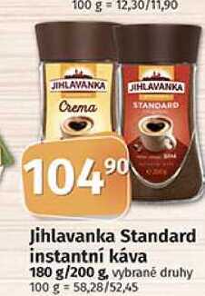 Jihlavanka Standard instantní káva 180 g/200 g, vybrané druhy  v akci