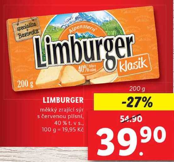 LIMBURGER měkký zrající sýr, 200 g