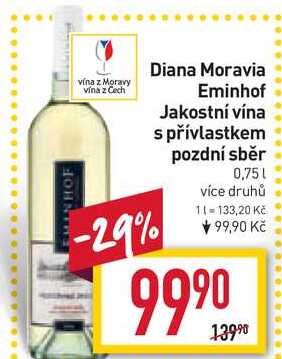 Diana Moravia Eminhof Jakostní vína s přívlastkem pozdní sběr 0,75l