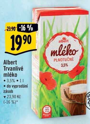 Albert Trvanlivé mléko, 1 l v akci