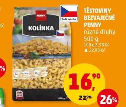 TĚSTOVINY BEZVAJEČNÉ PENNY, 500 g