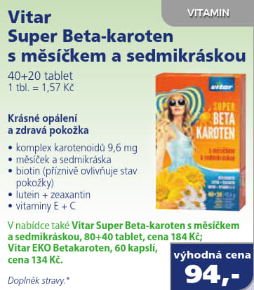 Vitar Super Beta-karoten s měsíčkem a sedmikráskou 40+20 tablet