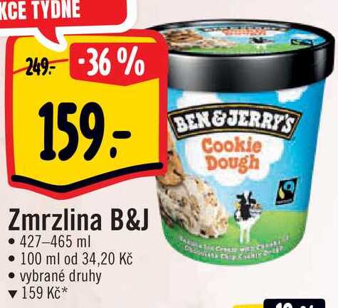 Zmrzlina B&J, 427-465 ml