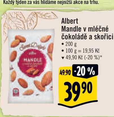 Albert Mandle v mléčné čokoládě a skořici • 200 g