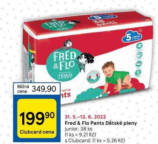 Fred & Flo Pants Dětské pleny junior, 38 ks v akci