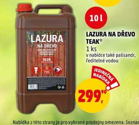 LAZURA NA DŘEVO TEAK 10l