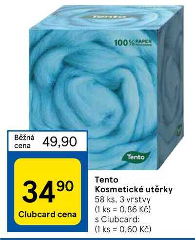 Tento Kosmetické utěrky 58 ks. 3 vrstvy