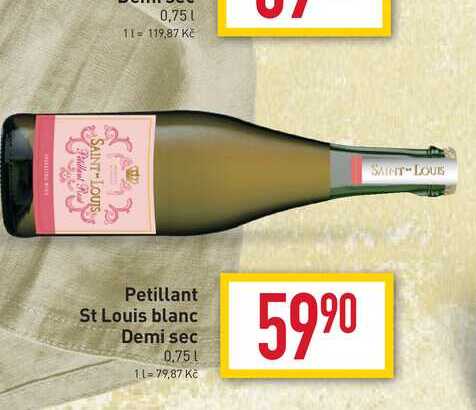 Petillant St Louis blanc Demi sec 0,75l