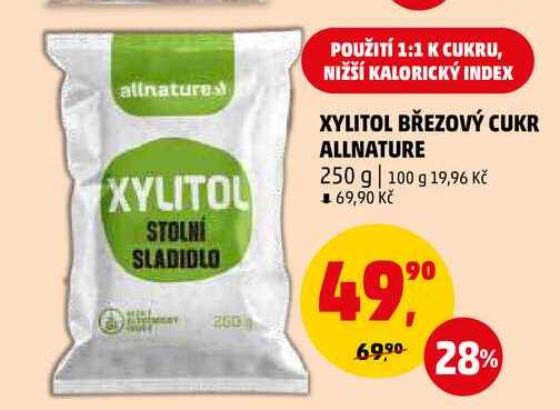 XYLITOL BŘEZOVÝ CUKR ALLNATURE, 250 g 