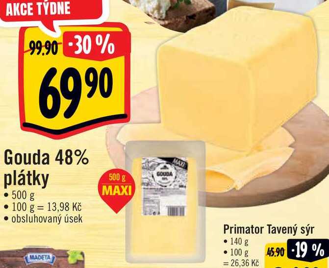 Gouda 48% plátky, 500 g