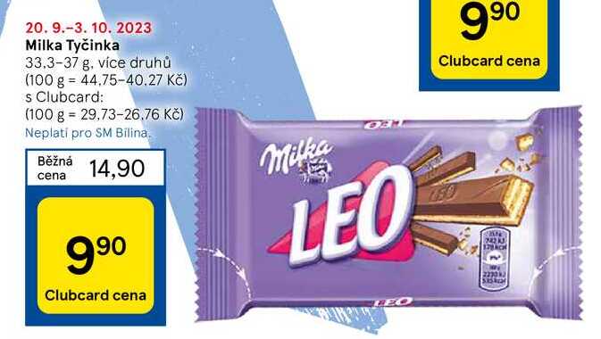 Milka Tyčinka 33.3-37 g  v akci