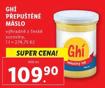 GHÍ PŘEPUŠTĚNÉ MÁSLO, 400 ml