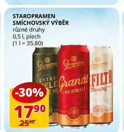 STAROPRAMEN SMÍCHOVSKÝ VÝBĚR různé druhy 0,5l v akci