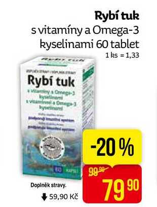 Rybí tuk s vitamíny a Omega-3 kyselinami 60 tablet