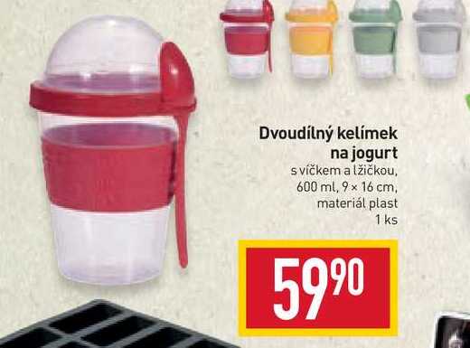 Dvoudílný kelímek na jogurt svíčkem a lžičkou, 600 ml, 9 x 16 cm, materiál plast