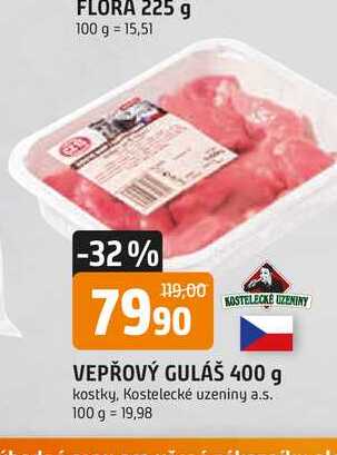 KOSTELECKÉ UZENINY VEPŘOVÝ GULÁŠ 400 g