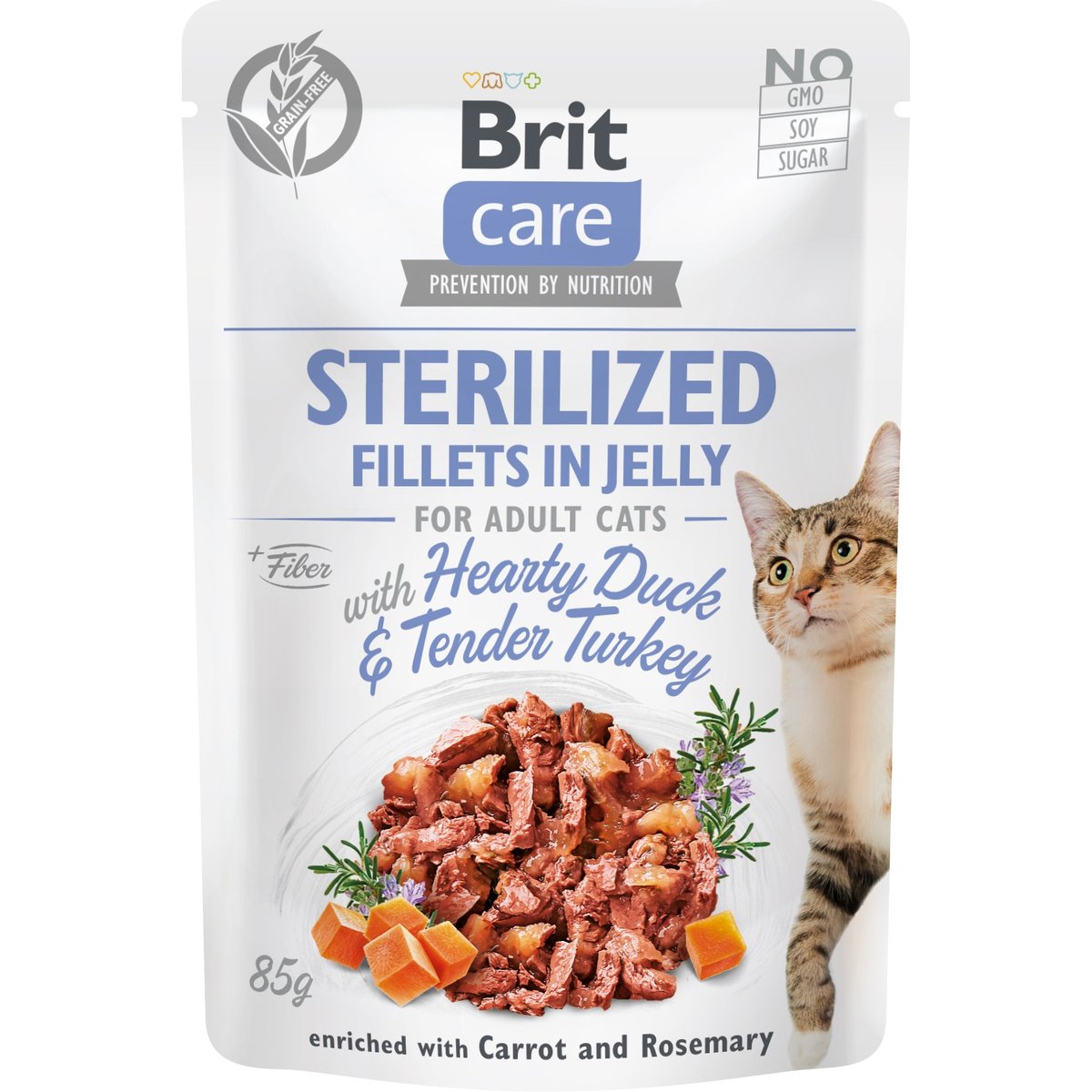 Brit Care Sterilized Kapsička pro kočky – filety v rosolu s kachnou a krocanem