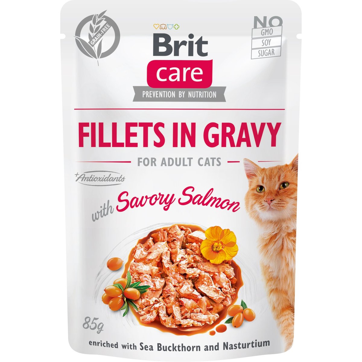 Brit Care Kapsička pro kočky – filety v omáčce s lososem