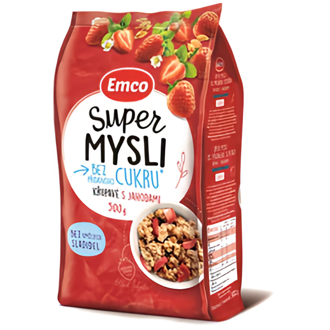 Emco Super Mysli bez přidaného cukru Křupavé s jahodami