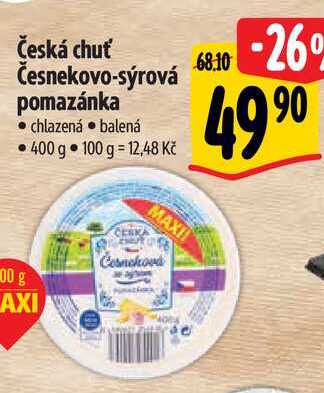 Česká chuť Česnekovo-sýrová pomazánka, 400 g