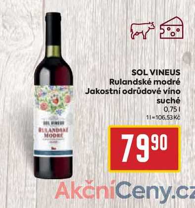 SOL VINEUS Rulandské modré Jakostní odrůdové víno suché 0,75l