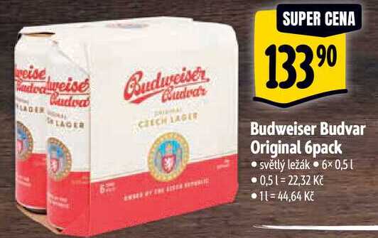 Budweiser Budvar Original 6pack, 6x 0,5 l