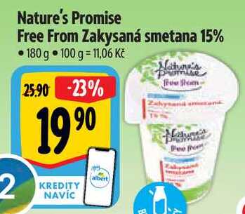 Nature's Promise Free From Zakysaná smetana 15%, 180 g