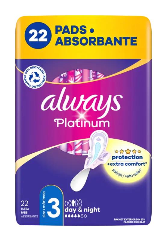 Always Hygienické vložky s křidélky Platinum Night vel. 3, 22 ks