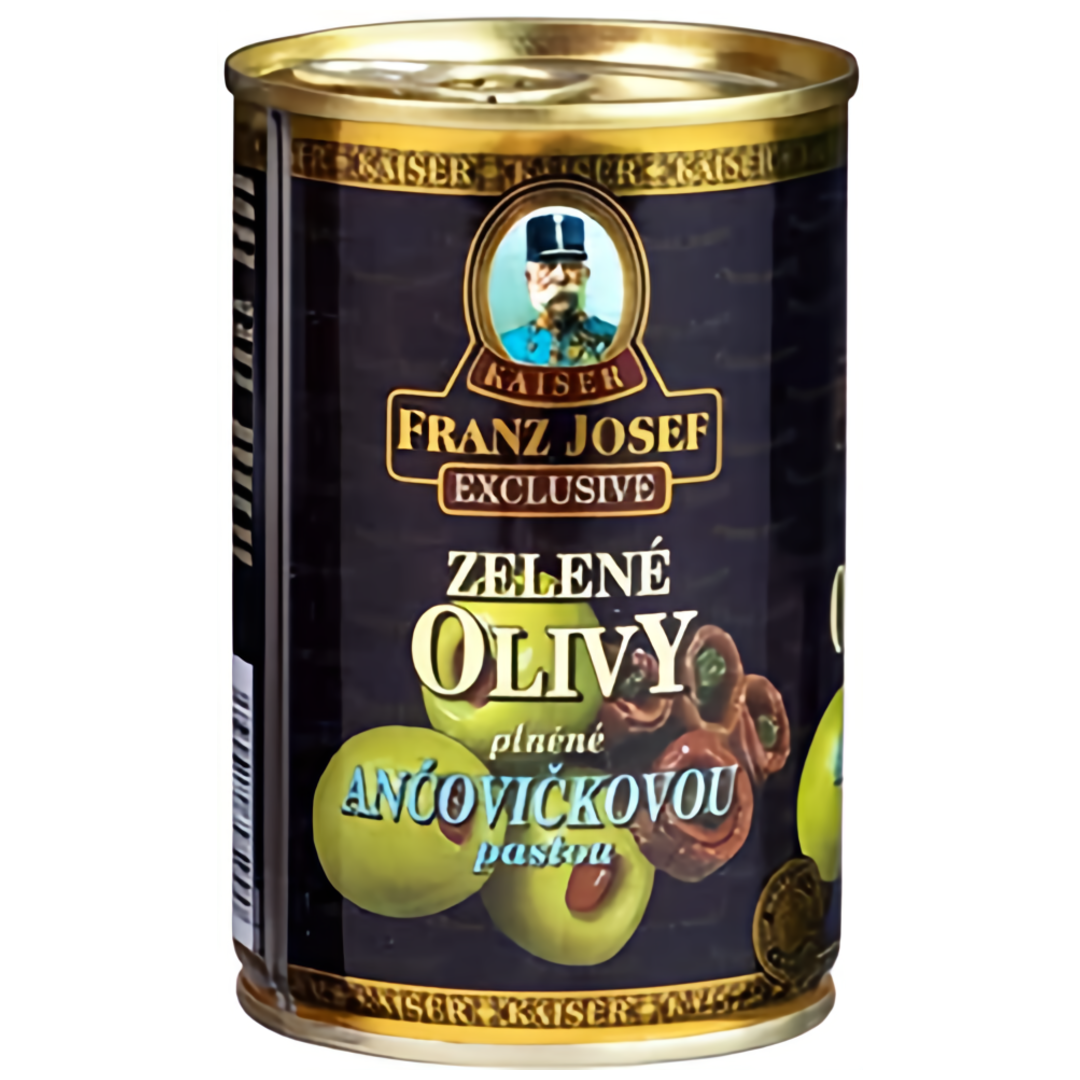 Franz Josef Kaiser Zelené olivy ve slaném nálevu plněné ančovičkovou pastou